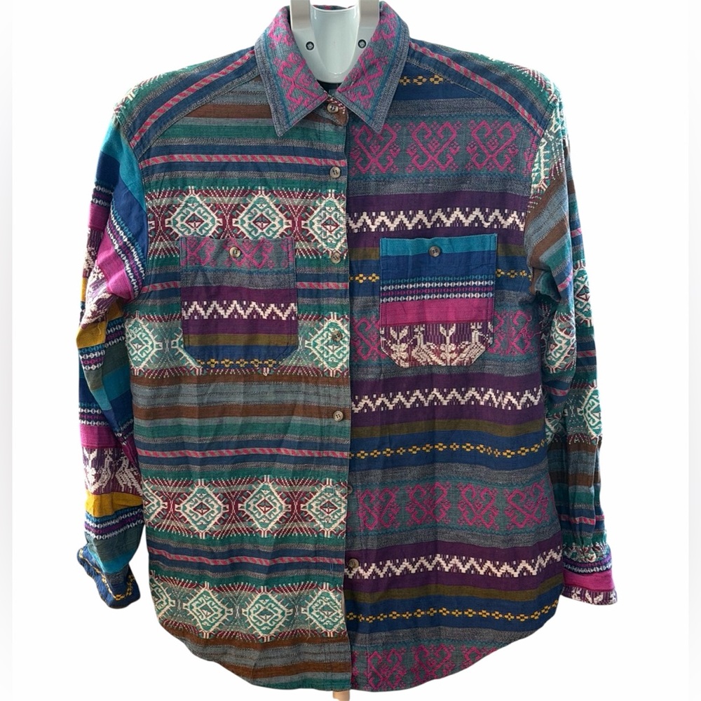 Vintage CM Company Brand Southwestern Shirt Size S Colorful Cotton - Picture 2 of 7